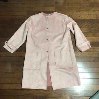 ザラ(ZARA)のZARA フェイクスエードコート ピンクM 新品(ロングコート)