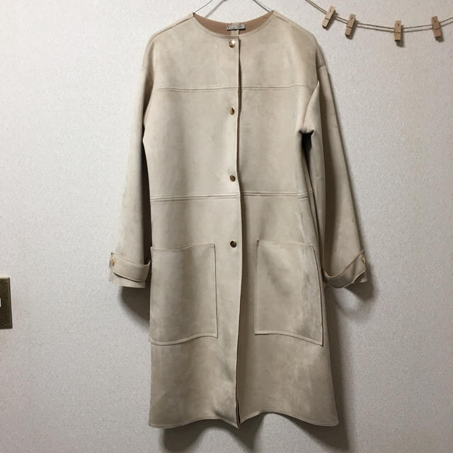 ZARA(ザラ)の伸び伸びレザーコート レディースのジャケット/アウター(ロングコート)の商品写真