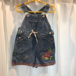 ベビーギャップ(babyGAP)のBaby GAP花柄刺繍 デニムオーバーオール(ワンピース)