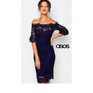 エイソス(asos)の専用☆  *Paper Dolls　UK12 オフショルダーレースワンピース☆(ミディアムドレス)