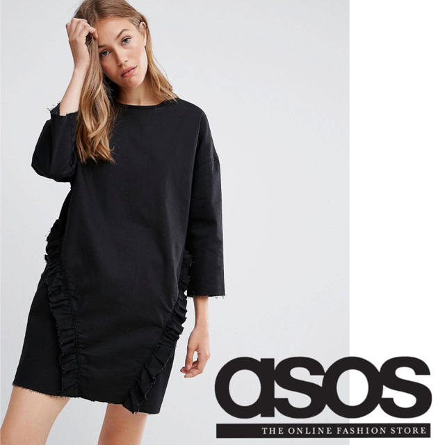 定価以下♡新品未使用 ASOS デニムフリルワンピース | フリマアプリ ラクマ