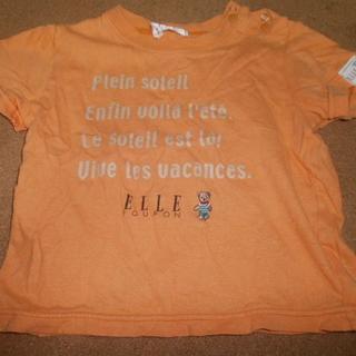 エル(ELLE)のフーセンウサギ ELLE エル 半袖Tシャツ 男女兼用 95 オレンジ クマ刺繍(Tシャツ/カットソー)