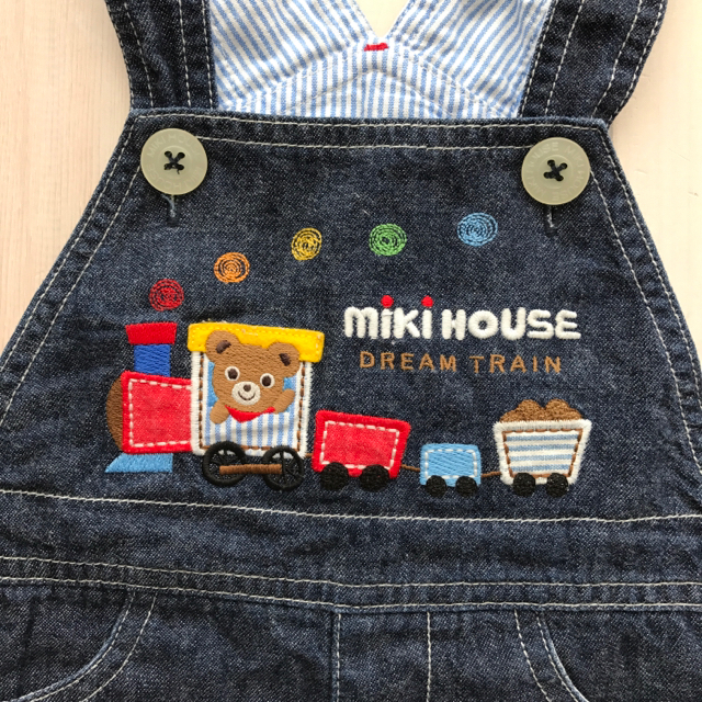 mikihouse(ミキハウス)のミキハウス MIKI HOUSE デニムサロペット オーバーオール キッズ/ベビー/マタニティのベビー服(~85cm)(ロンパース)の商品写真