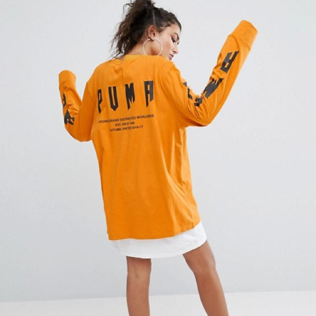 PUMA(プーマ)のpumaプーマオーバーサイズロングTシャツM レディースのトップス(Tシャツ(長袖/七分))の商品写真