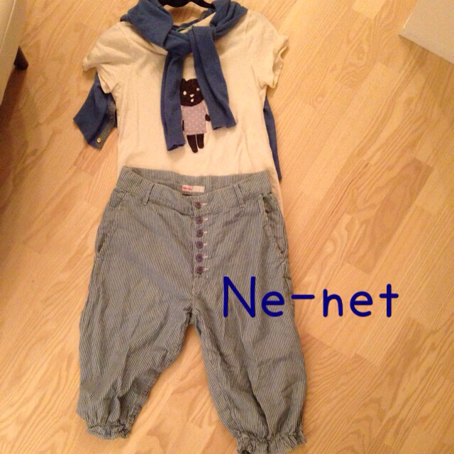 Ne-net(ネネット)のネネット ボーダー 裾クシュパンツ レディースのパンツ(ハーフパンツ)の商品写真