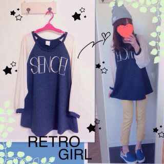 レトロガール(RETRO GIRL)の袖シフォン♡スウェットワンピ(ミニワンピース)