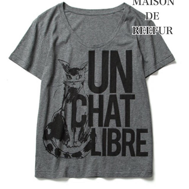 Maison de Reefur(メゾンドリーファー)のメゾンドリーファー ネコプリントTシャツ グレー レディースのトップス(Tシャツ(半袖/袖なし))の商品写真