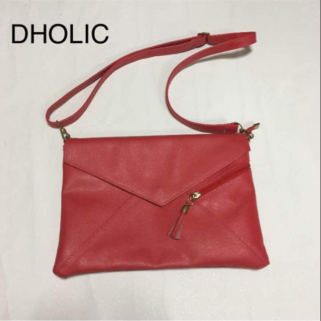 dholic(ディーホリック)のDHOLIC 2way ショルダー クラッチ バッグ レッド レディースのバッグ(ショルダーバッグ)の商品写真