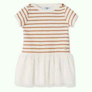 プチバトー(PETIT BATEAU)のプチバトー 17SS ラメ マリニエール チュール ワンピース ベビー 36m(ワンピース)