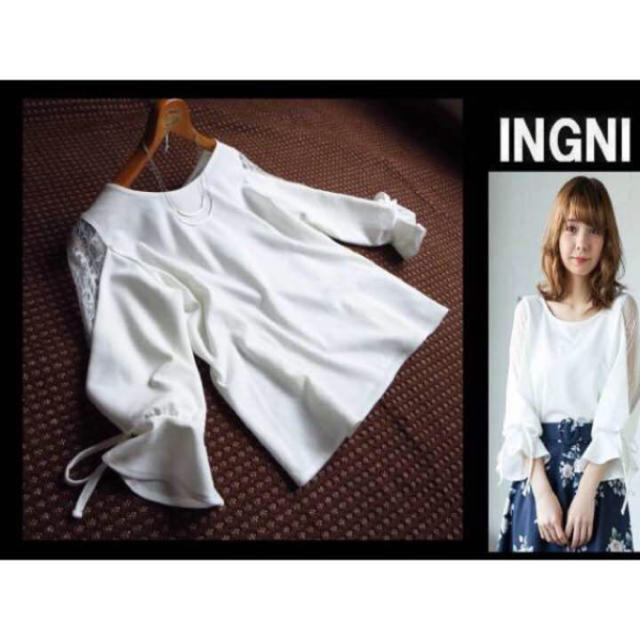 INGNI(イング)の最新★INGNIイング★なし地ポンチ袖われレース/TOPS レディースのトップス(カットソー(長袖/七分))の商品写真