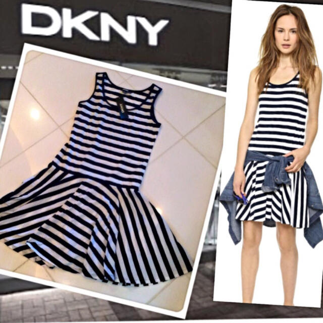 DKNY(ダナキャランニューヨーク)の新品❤️DKNY ボーダーワンピース レディースのワンピース(ひざ丈ワンピース)の商品写真