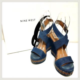 ナインウエスト(NINE WEST)のNINE WEST ナインウエスト デニムダブルクロスストラップウエッジサンダル(サンダル)