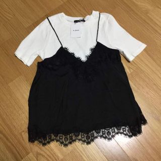 ダブルクローゼット(w closet)の新品未使用wclosetレースキャミソール&Tシャツ(Tシャツ(半袖/袖なし))