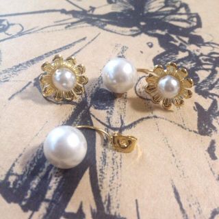 キャッチパールとフラワーピアス(ピアス)