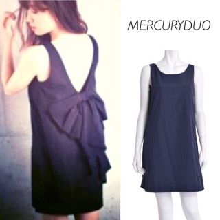 マーキュリーデュオ(MERCURYDUO)のMERCURYDUO こじはるコラボ バックリボンワンピース(ミニワンピース)