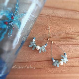 Ice Blue & Perl 大振りピアス (ピアス)