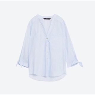 ザラ(ZARA)のZARA♡ストライプ柄リボンシャツ(シャツ/ブラウス(長袖/七分))