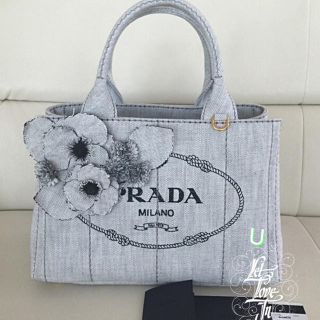 プラダ(PRADA)のプラダ完売品♡149040円新品限定お花付きカナパ(ハンドバッグ)