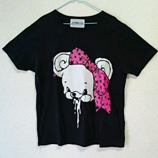 monomania    ラメ加工 よだれベア くま BIG Tシャツ ブラック