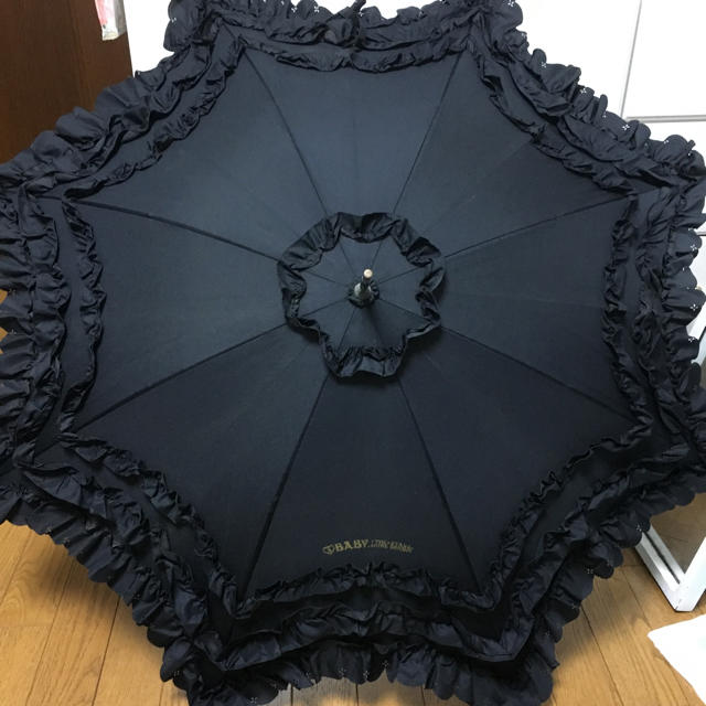 松野屋 キャンバスフラットショルダー BABY 晴雨兼用 傘 黒 ベイビー