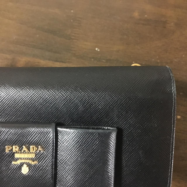 PRADA(プラダ)のPRADA  サフィアーノ 長財布 リボン黒 美品 レディースのファッション小物(財布)の商品写真