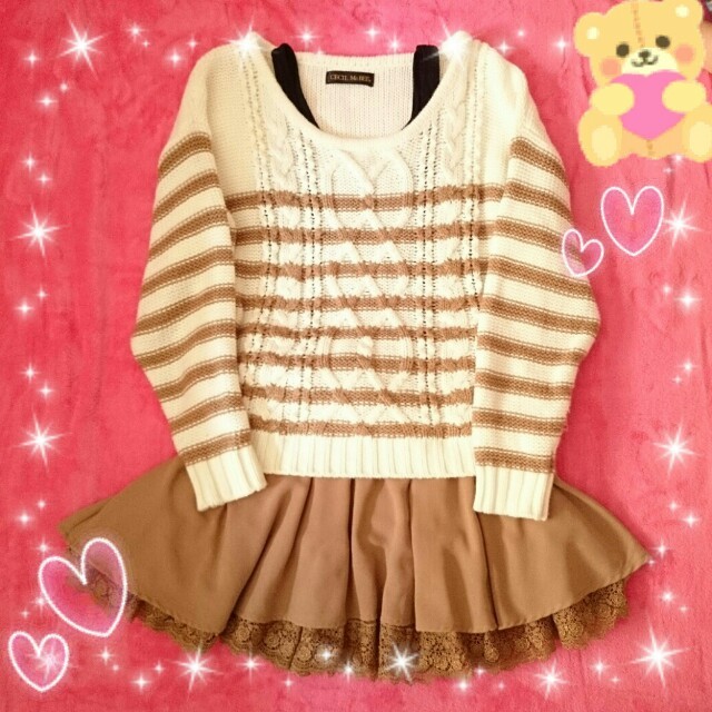 CECIL McBEE(セシルマクビー)の春♡ミルクティー♡ニットワンピSET🎀 レディースのワンピース(ミニワンピース)の商品写真