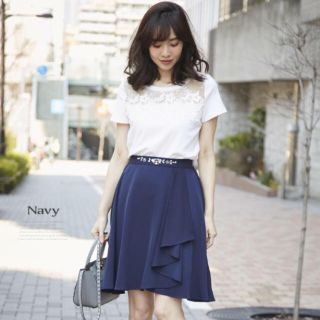 トッコ(tocco)の清楚♡新品♡トッコ♡ラップドレープミニスカート♡ネイビー(ミニスカート)