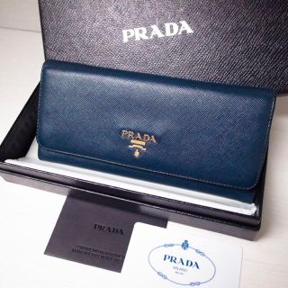 プラダ(PRADA)の正規品♡最安値♡プラダ 長財布 ネイビー サフィアーノレザー 青 バッグ 小物(財布)