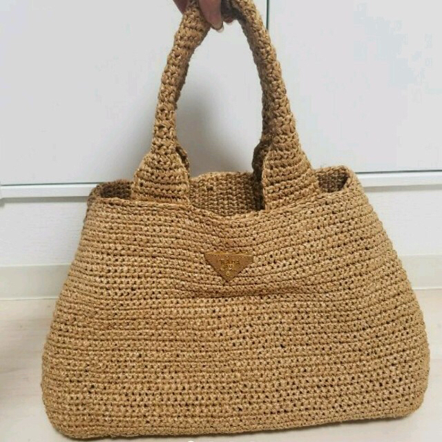 人気絶頂 PRADA - プラダ PRADA カゴバッグ♡ラフィアトートバッグ