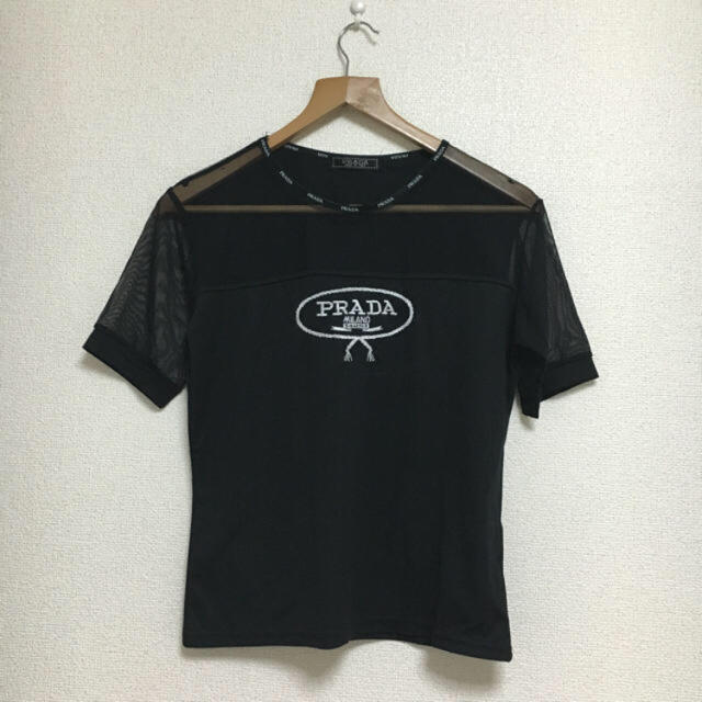最終値下げ!PRADA プラダ ロゴ シースルー メッシュ Tシャツ | フリマアプリ ラクマ