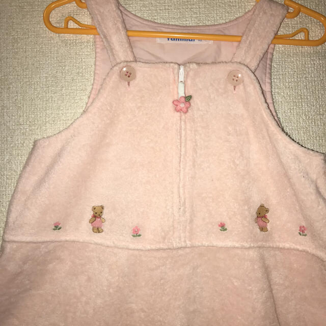 familiar(ファミリア)の☆美品 ファミリア 90  ワンピース ピンク ジャンスカ☆ キッズ/ベビー/マタニティのキッズ服女の子用(90cm~)(ワンピース)の商品写真