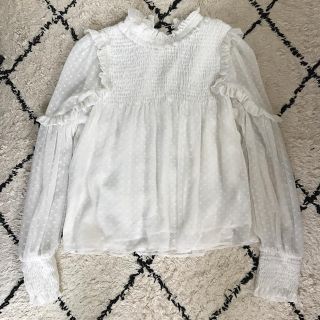 ザラ(ZARA)のZARA ドット柄シフォンハイネックブラウス(シャツ/ブラウス(長袖/七分))