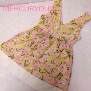 マーキュリーデュオ(MERCURYDUO)の花柄裾配色ワンピ 🌼新品タグ付 値下げ(ミニワンピース)