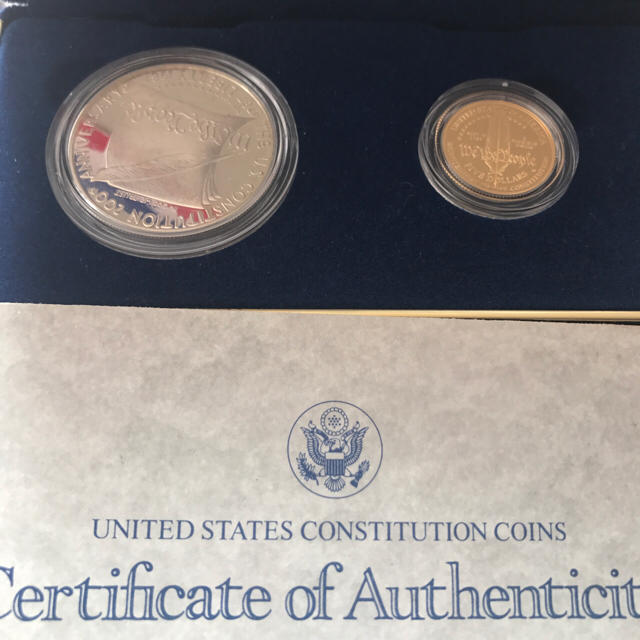 アメリカ合衆国憲法起草200年記念　プルーフ金貨＆銀貨セット エンタメ/ホビーの美術品/アンティーク(貨幣)の商品写真