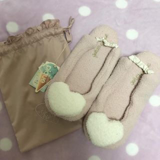 ジェラートピケ(gelato pique)の最終値下げ！ジェラピケ♡新品ふわふわハート刺繍ルームシューズ(スリッパ/ルームシューズ)