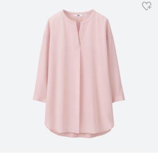 ユニクロ(UNIQLO)の美品☆ユニクロ レーヨン エアリー スキッパー シャツ M ピンク(シャツ/ブラウス(長袖/七分))