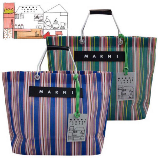 Marni - 新品♡マルニ フラワー カフェ ストライプ トートバッグ MARNIの通販 by airis's shop｜マルニならラクマ