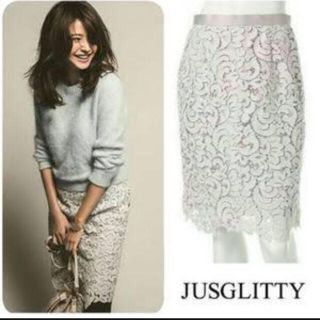 ジャスグリッティー(JUSGLITTY)のjusglittyジャスグリッティ♡ウィンターレースタイトスカート(ひざ丈スカート)