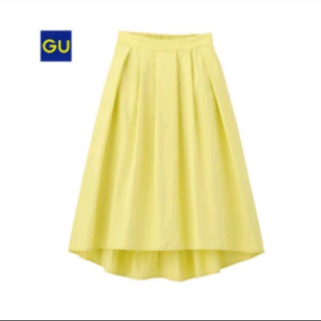 GU(ジーユー)のLサイズ！イエロー レディースのスカート(ひざ丈スカート)の商品写真