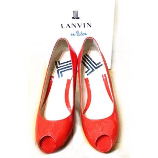 ランバンオンブルー(LANVIN en Bleu)のランバンオンブルー パテントインストーム オープントゥ パンプス 美あすこ様限定(ハイヒール/パンプス)