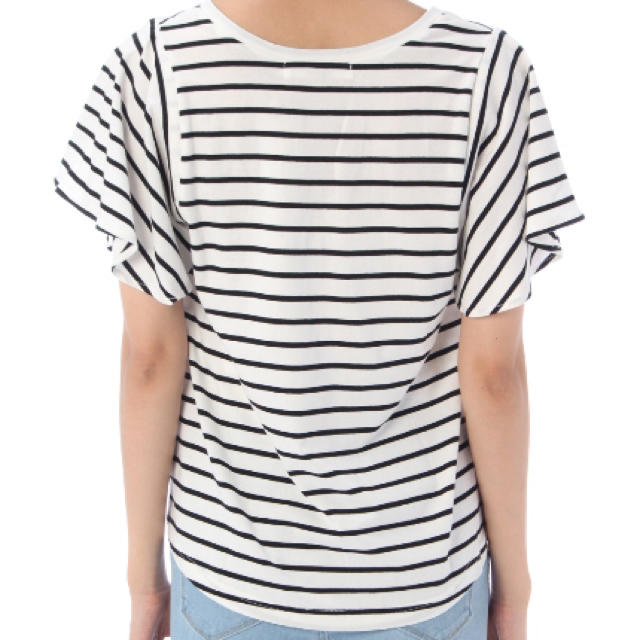 AZUL by moussy(アズールバイマウジー)の試着のみ 未使用 アズールバイマウジー ボーダーＶネックTシャツ レディースのトップス(Tシャツ(半袖/袖なし))の商品写真