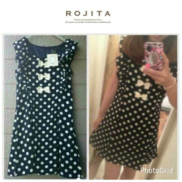 ROJITA(ロジータ)の新品♡ROJITA♡グログランリボンドットワンピース レディースのワンピース(ミニワンピース)の商品写真