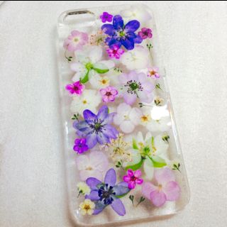 押し花のiPhoneケース🔴🔵(モバイルケース/カバー)