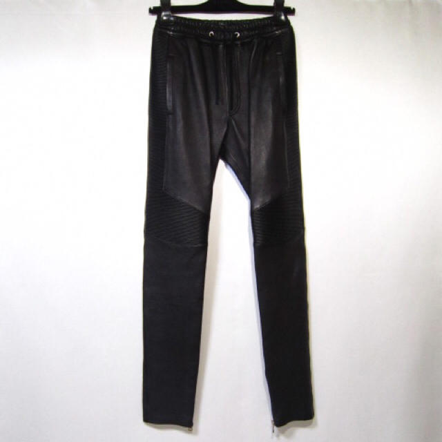 BALMAIN - 定価27万 新品 BALMAIN バイカー レザー パンツ ブラック S