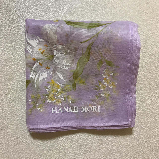 HANAE MORI(ハナエモリ)の森英恵 Hanae Mori 紫 パープル ハンカチーフ ハンカチ レディースのファッション小物(ハンカチ)の商品写真