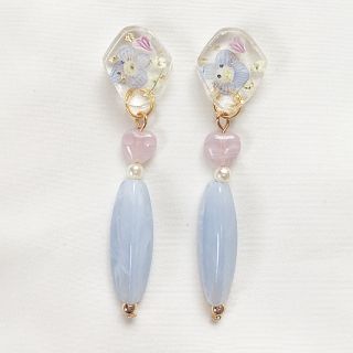 水色 ＊ ハート ＊ お花 ＊ ピアス(ピアス)