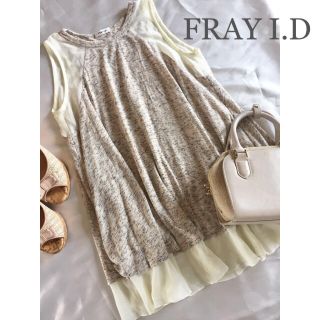 フレイアイディー(FRAY I.D)の◆FRAY I.D  フレイアイディ◆カットソー×シフォン切替ノースリチュニック(チュニック)