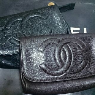 正規品 CHANEL シャネル キャビアスキン ミラー付き ポーチ