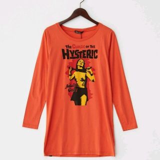 ヒステリックグラマー(HYSTERIC GLAMOUR)の新品☆ヒステリックグラマー Tシャツ 長袖 オレンジ(Tシャツ(長袖/七分))