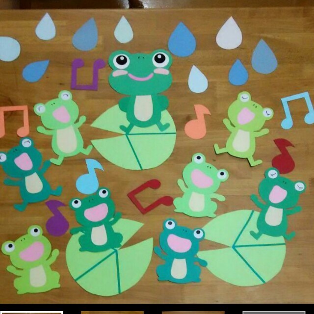 カエルの合唱 6月の壁面飾り 梅雨の通販 By 保育壁面 キッズ時計ボード Shop ラクマ
